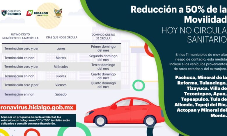 Hoy No Circula Sanitario se REACTIVA en Hidalgo; ¿cuándo ...