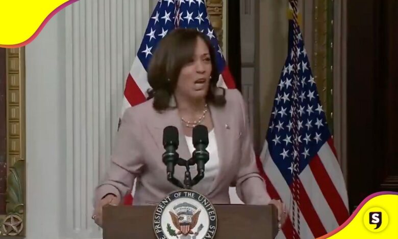 Kamala Harris discurso borracha