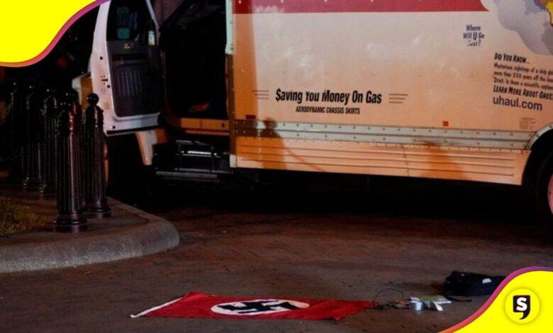 camión joven bandera nazi