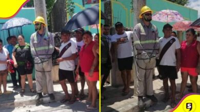 amarran al poste a un trabajador de CFE