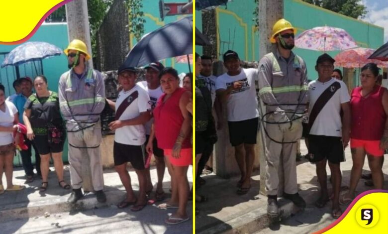 amarran al poste a un trabajador de CFE
