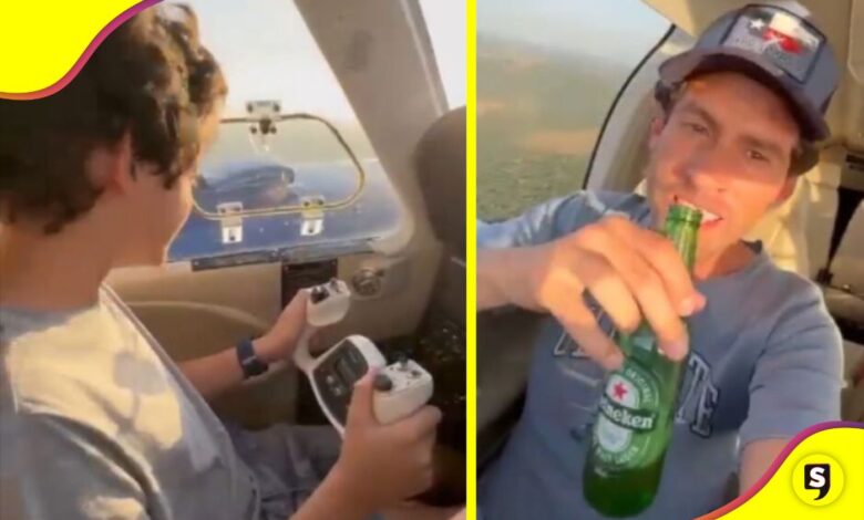 Niño avión papá cerveza
