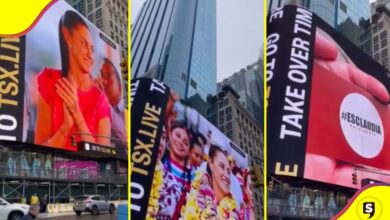 propaganda de Sheinbaum en Times Square