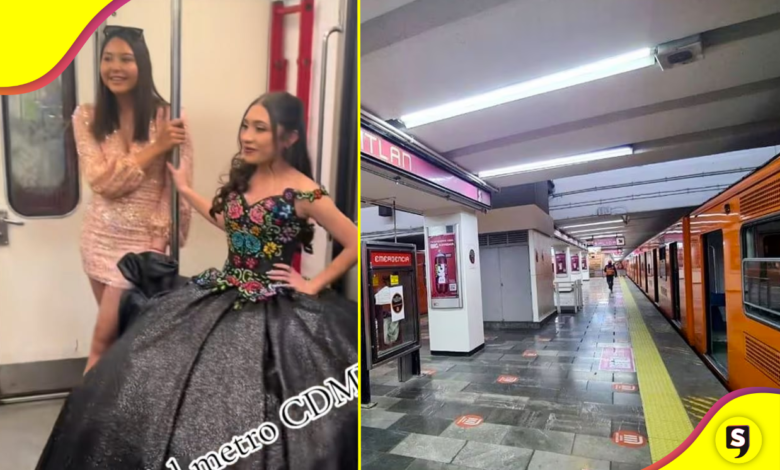 ¿Limusina? Quinceañera se hace viral por viajar en Metro.