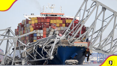 Barco choca puente en Baltimore