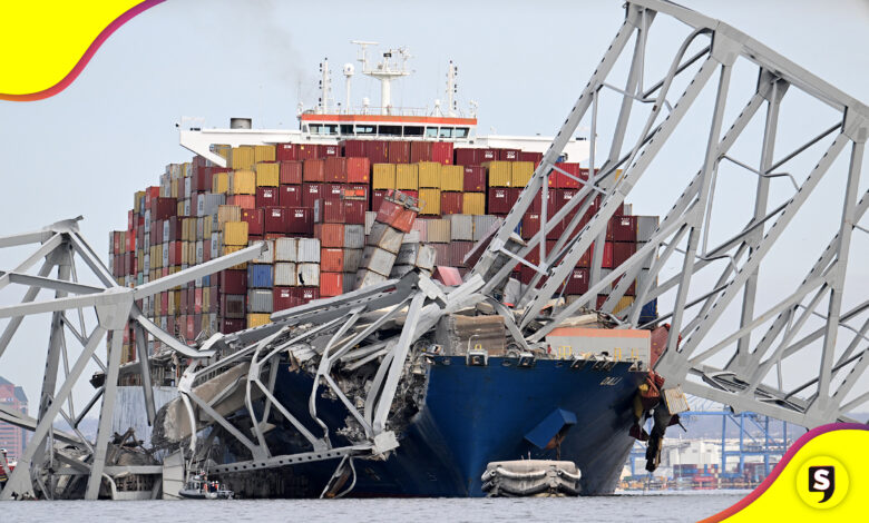 Barco choca puente en Baltimore