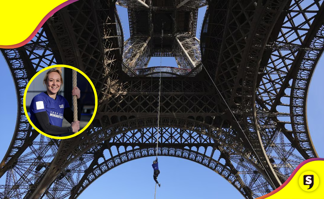 ¿Cómo lo hizo? Sube la Torre Eiffel con una cuerda e impone un nuevo récord.