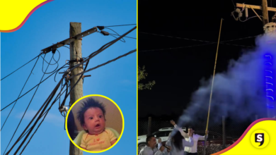 ¡Tu tío el de CFE! Poste de luz se vio implicado en la revelación de sexo de este bebé.