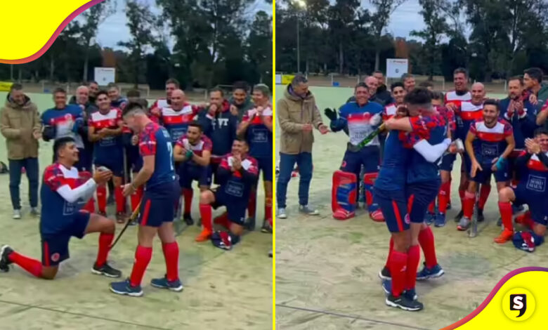 pedida de matrimonio de jugadores de hockey