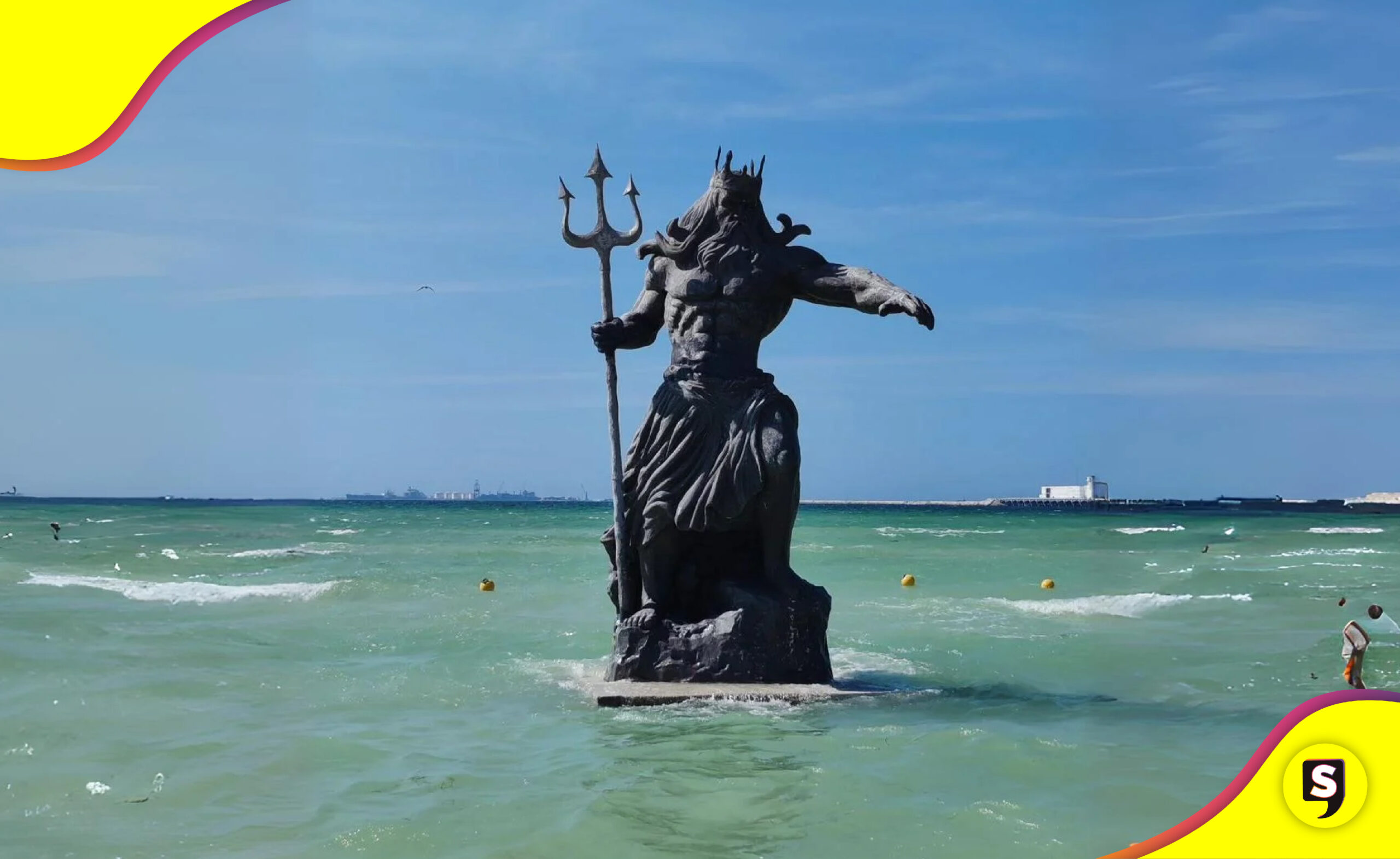 estatua de Poseidón destruir