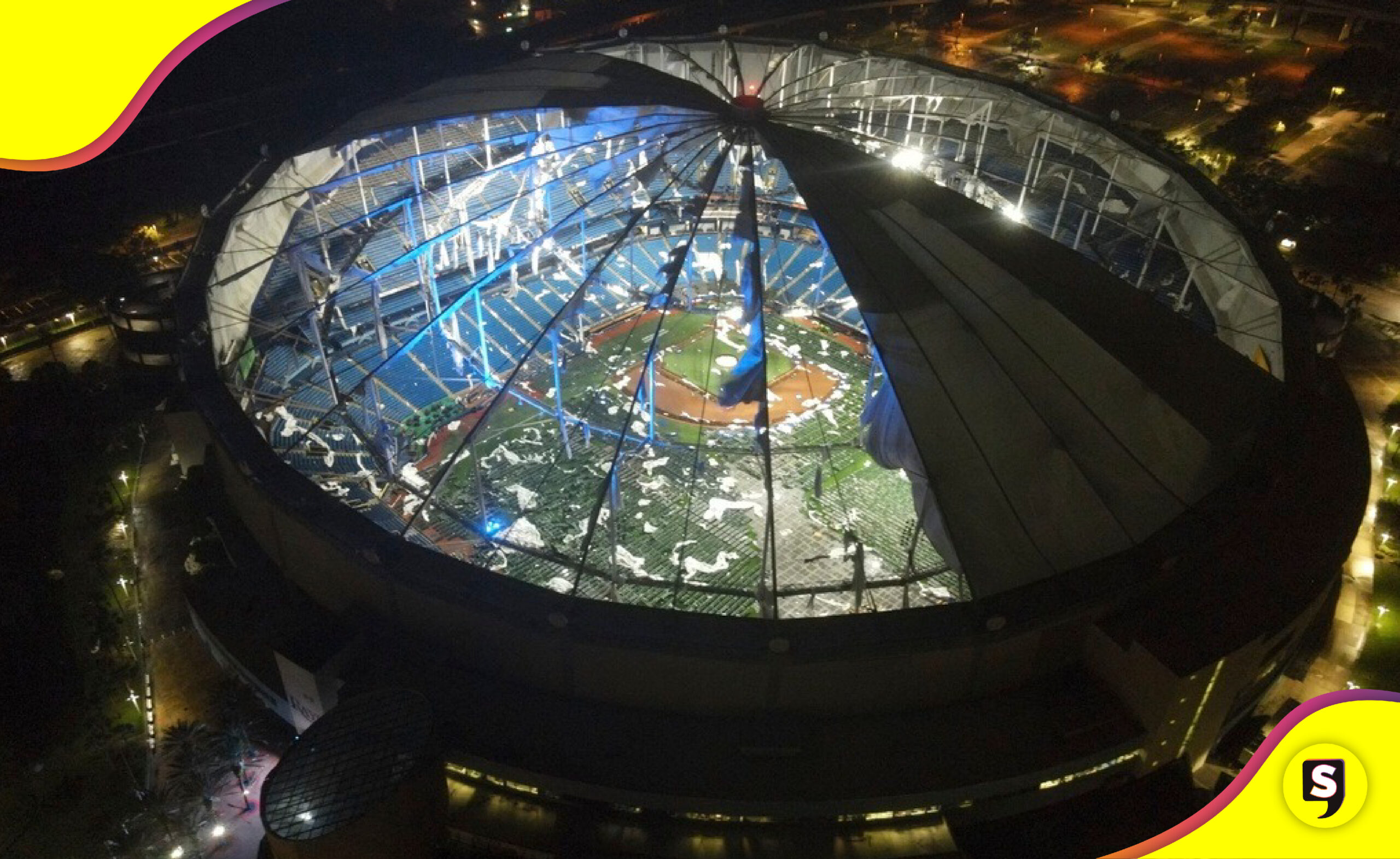 Milton techo del estadio de béisbol