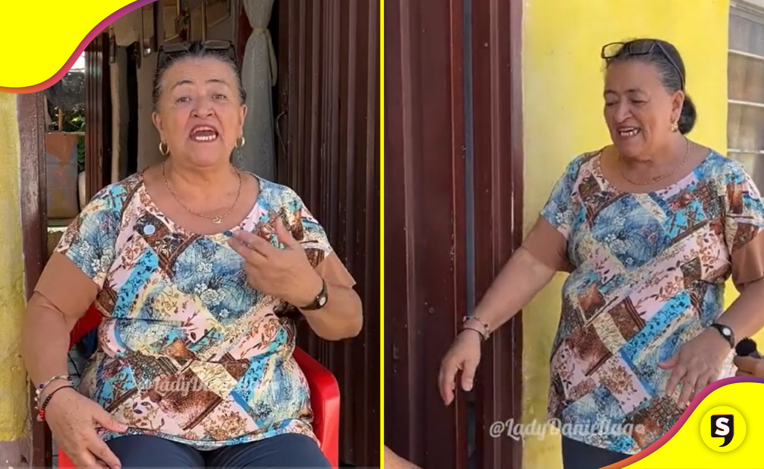 Mujer vendiendo chismes
