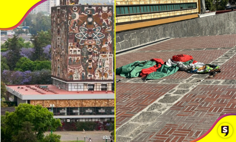 ¿Qué culpa tiene? Vandalizan la UNAM y queman la bandera de México.