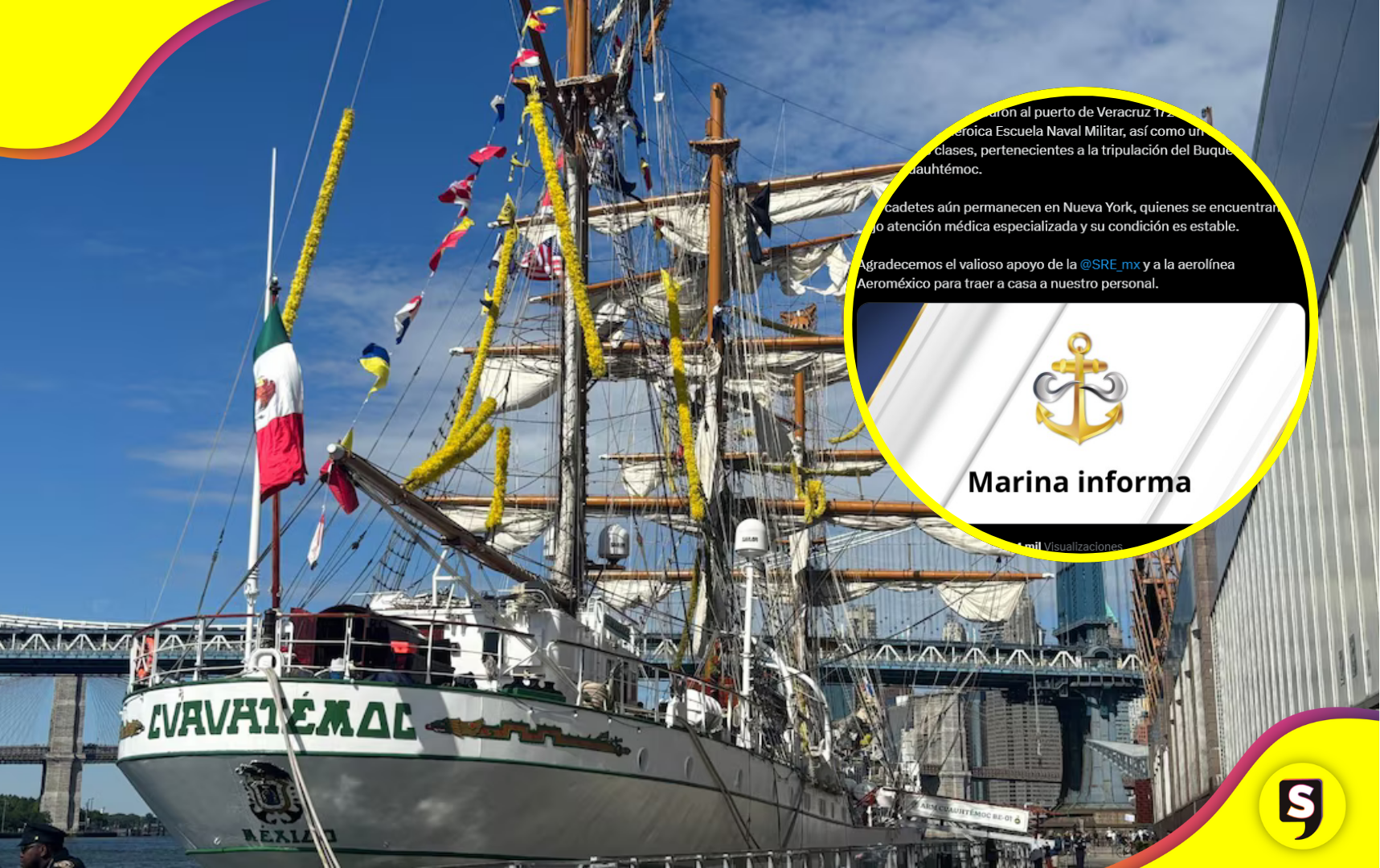 Semar confirma regreso de la tripulación del Buque Escuela Cuauhtémoc