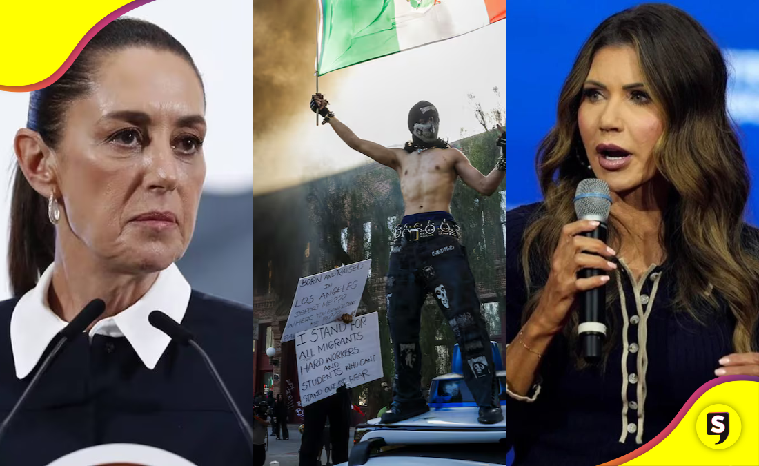 Kristi Noem acusa a Claudia Sheinbaum de alentar protestas violentas en Los Ángeles