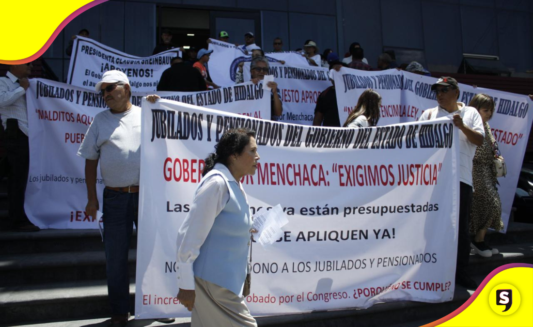 Exigen jubilados en Hidalgo incremento del 12% a pensiones
