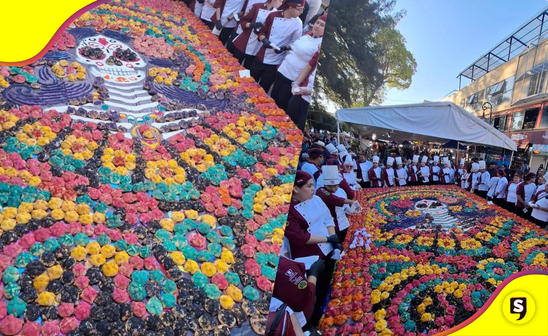 Rompen récord en Tulancingo con Catrina Monumental de pan de muerto