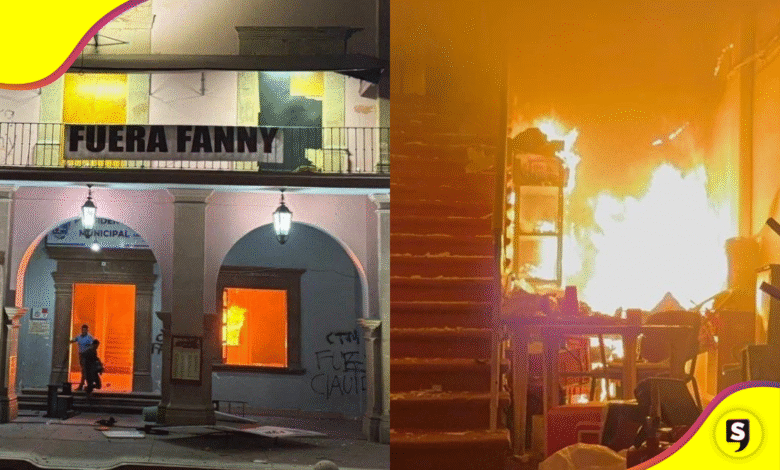 Incendian Palacio de Apatzingán en ola de violencia por homicidios