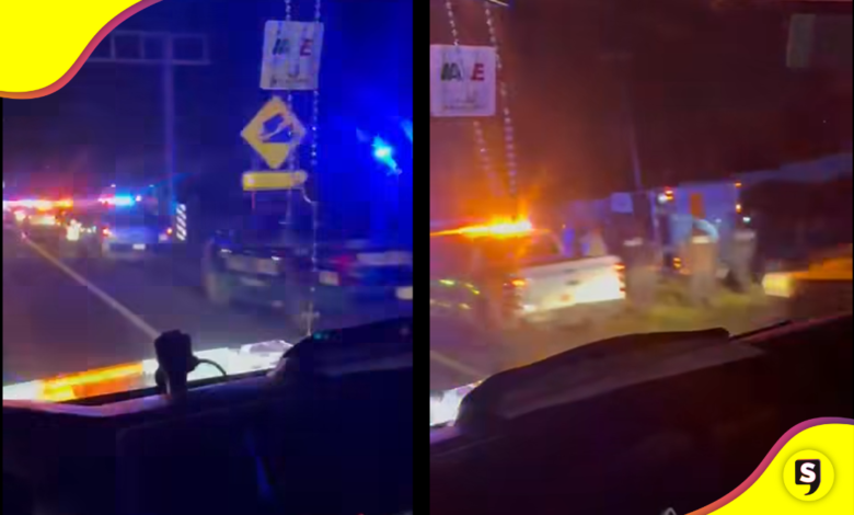 ¡Escapaba de la policía y volcó! Tráiler se descarrila cerca de HGT