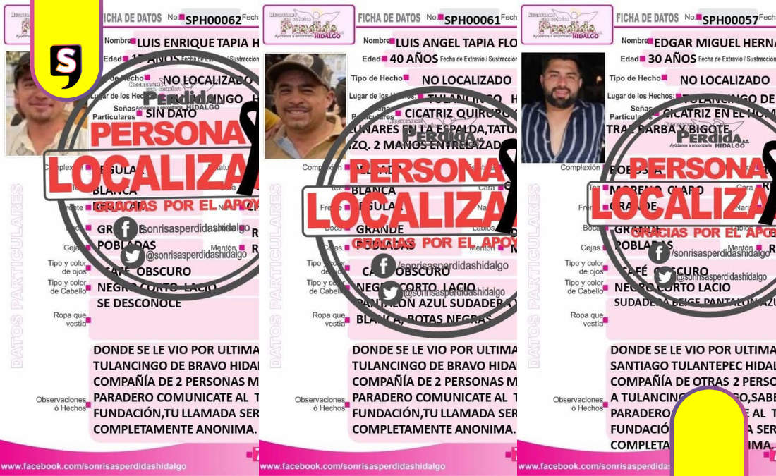 Localizan sin vida en Edomex a tres desaparecidos en Tulancingo
