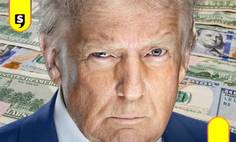 Trump firma en billetes de dólar