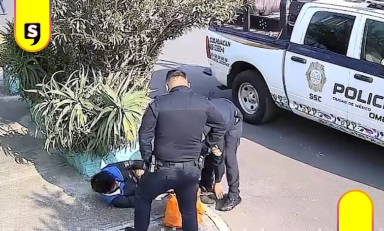 policía golpeando a joven en Coyoacán