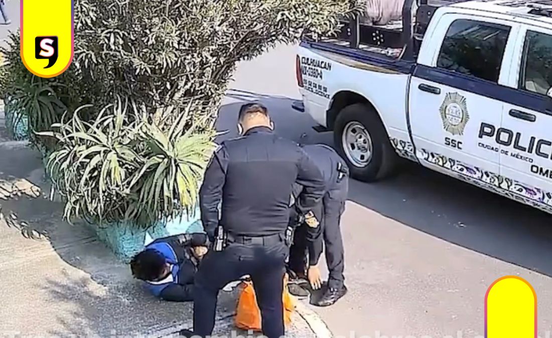 policía golpeando a joven en Coyoacán