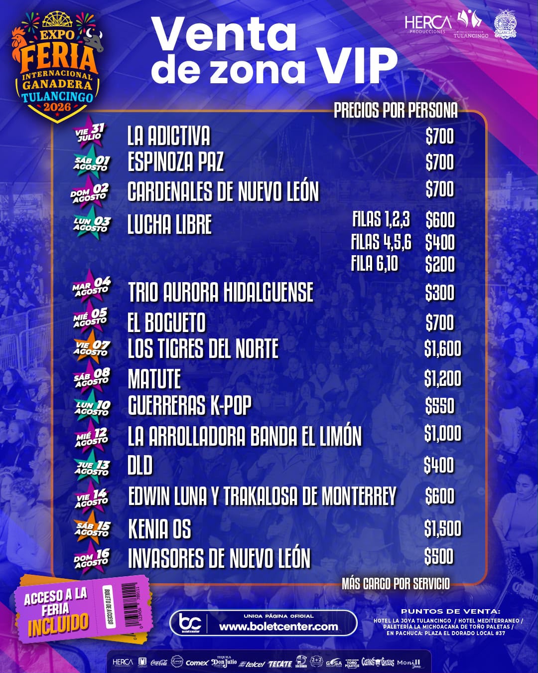 Todo sobre los boletos VIP de la feria Tulancingo 2026